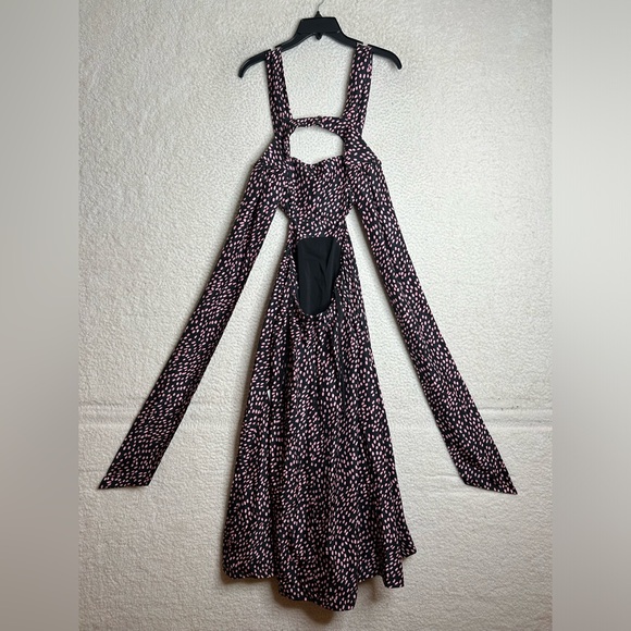 NWT Rebecca Vallance Womens Cha Cha Silk Cut Out Spotted Midi Dress SIZE 4 - Picture 6 of 15